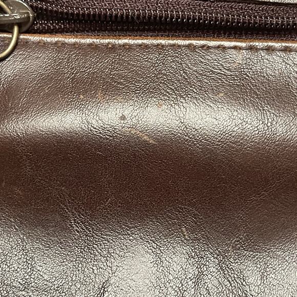 VTG Liz Claiborne Logo Brown Leather Snap Tri-Fold Wallet ID Credit Card Coin - Picture 12 of 14